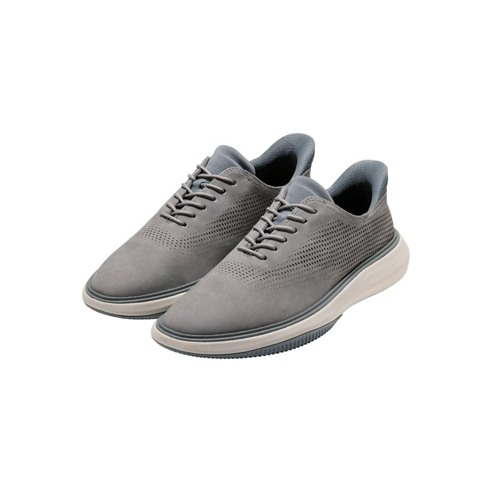 Cole Haan Men’s Grand Phaze Laser Cut Quick-On Oxfords – Steel / Turbulence / Dove Nubuck
