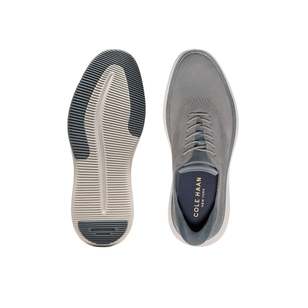 Cole Haan Men’s Grand Phaze Laser Cut Quick-On Oxfords – Steel / Turbulence / Dove Nubuck