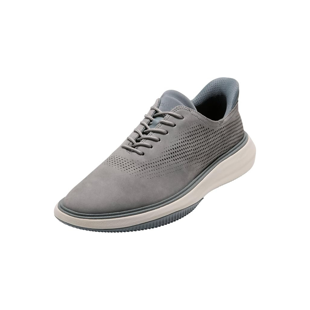 Cole Haan Men’s Grand Phaze Laser Cut Quick-On Oxfords – Steel / Turbulence / Dove Nubuck