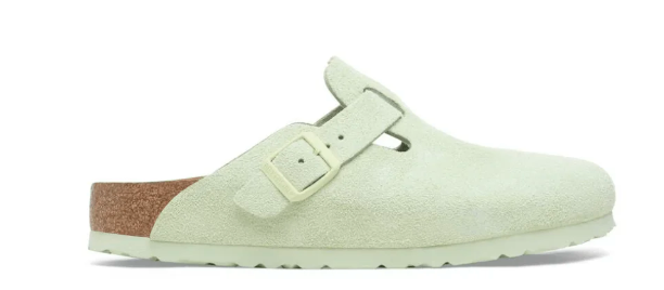 Birkenstock Boston Unisex Soft Footbed Suede Clog Sandals - Faded Lime