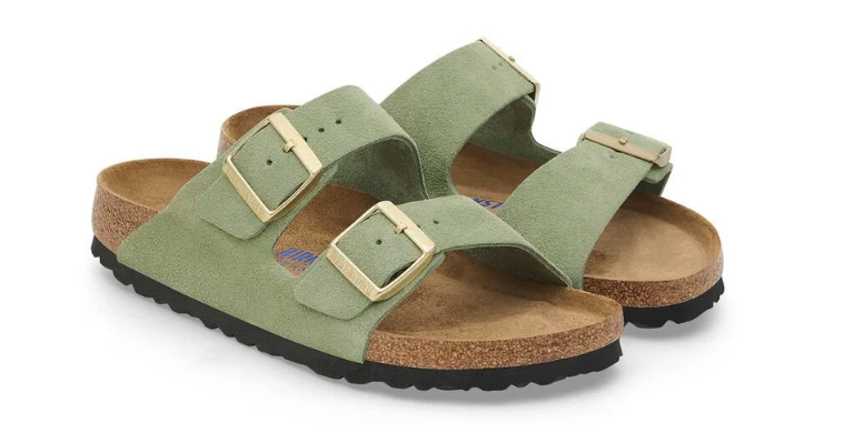 Birkenstock Arizona Soft Footbed Suede Leather Green Tea Unisex Sandal