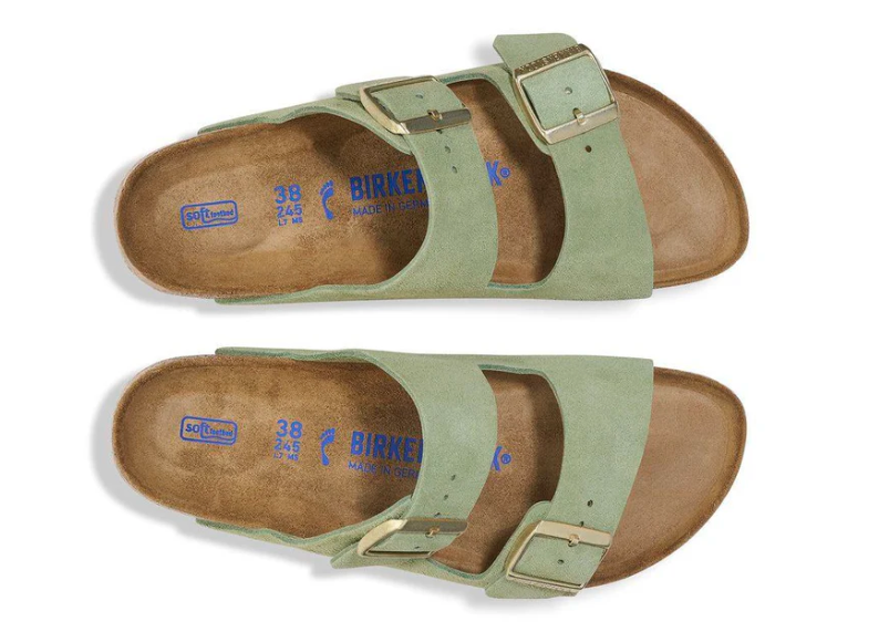 Birkenstock Arizona Soft Footbed Suede Leather Green Tea Unisex Sandal