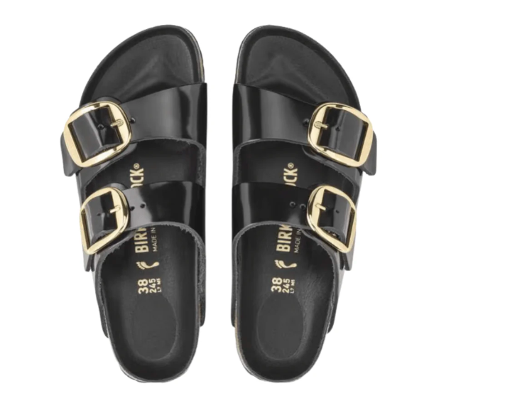 Birkenstock Arizona Big Buckle | Hex Black Patent Natural Leather (Narrow Fit)