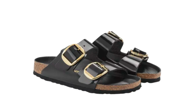 Birkenstock Arizona Big Buckle | Hex Black Patent Natural Leather (Narrow Fit)