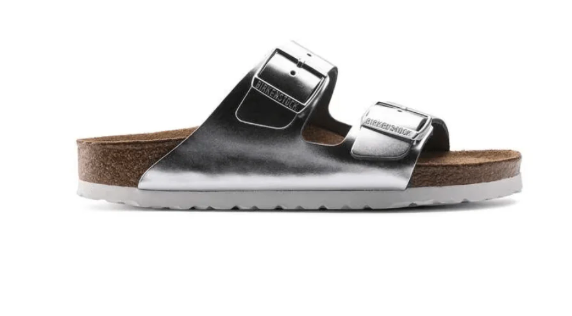 Birkenstock Unisex Arizona Soft Footbed - Metallic Silver
