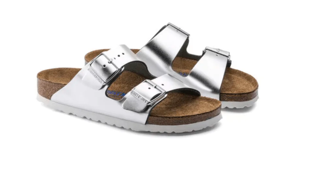 Birkenstock Unisex Arizona Soft Footbed - Metallic Silver
