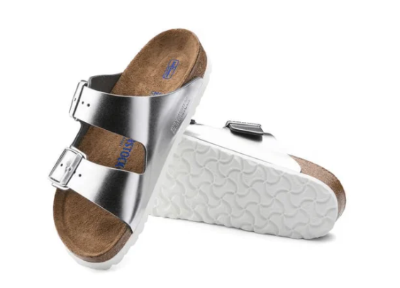 Birkenstock Unisex Arizona Soft Footbed - Metallic Silver