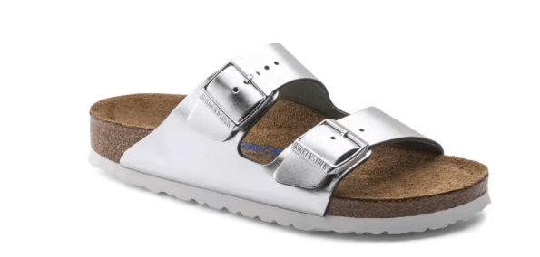 Birkenstock Unisex Arizona Soft Footbed - Metallic Silver