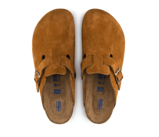 Birkenstock Boston Soft Footbed Unisex Suede Leather Clog Sandals - Mink