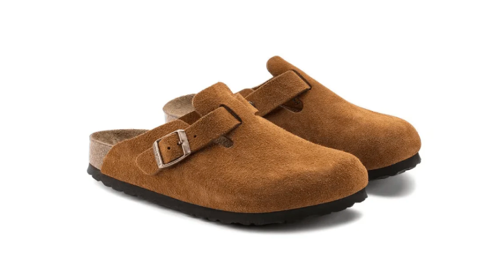 Birkenstock Boston Soft Footbed Unisex Suede Leather Clog Sandals - Mink
