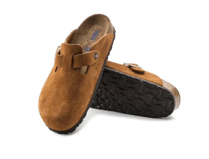 Birkenstock Boston Soft Footbed Unisex Suede Leather Clog Sandals - Mink