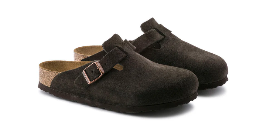 Birkenstock Boston Soft Footbed Suede Leather Clog Sandals - Mocha
