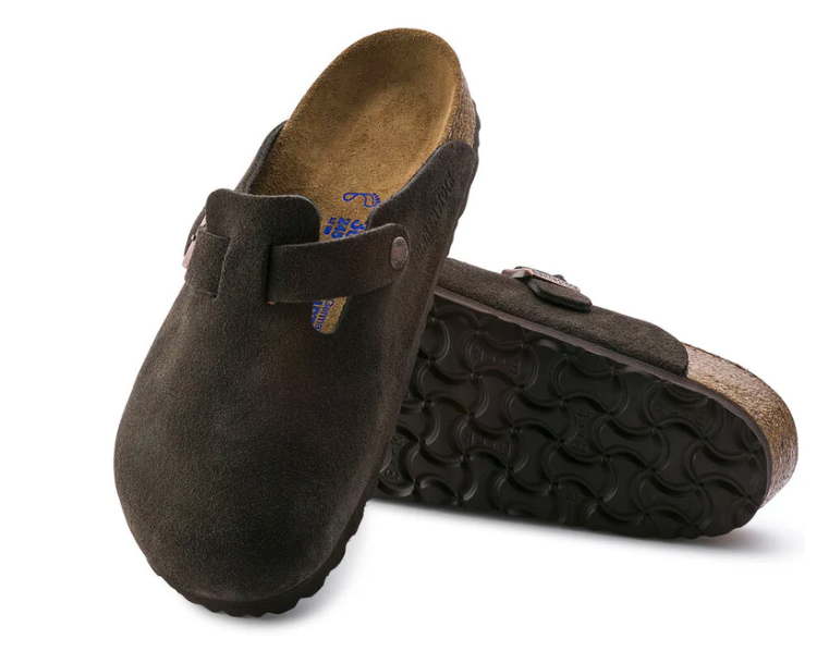Birkenstock Boston Soft Footbed Suede Leather Clog Sandals - Mocha