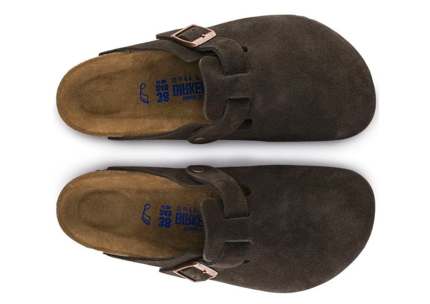 Birkenstock Boston Soft Footbed Suede Leather Clog Sandals - Mocha