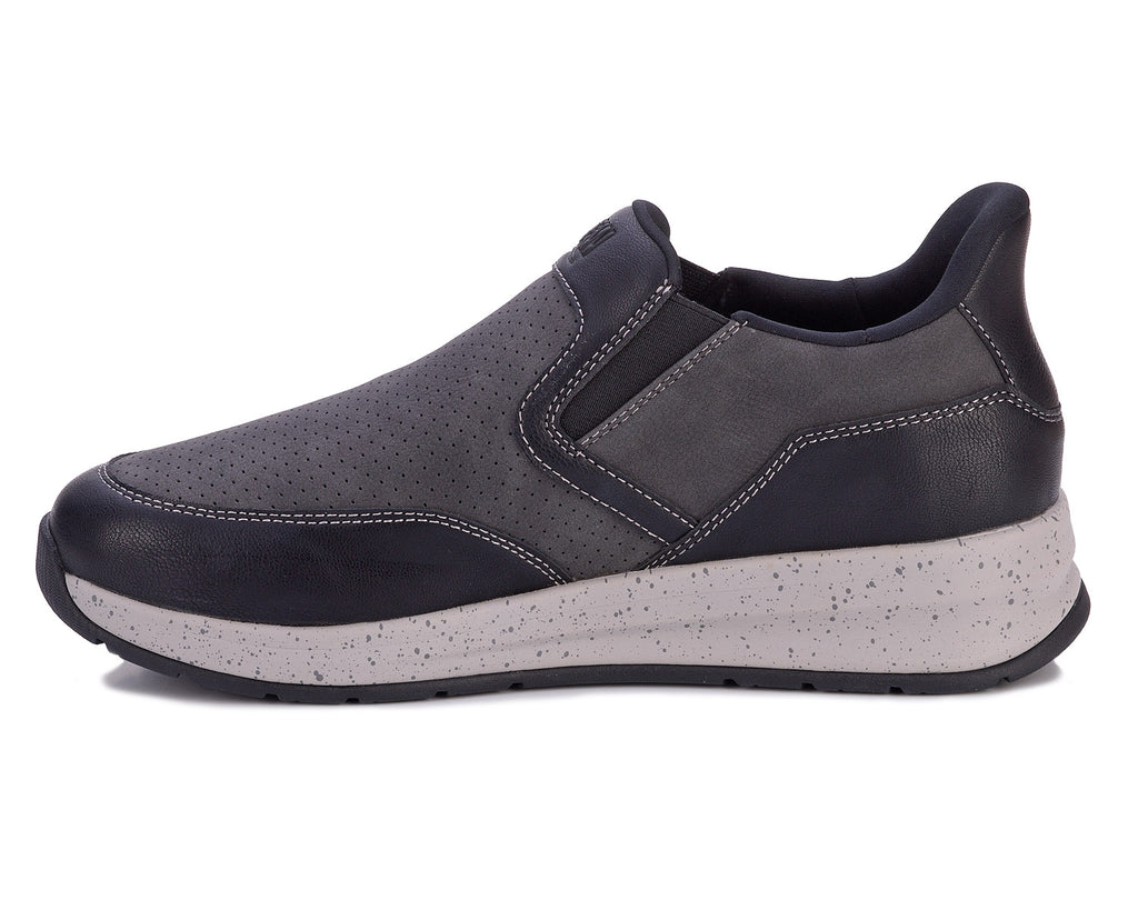 Drew Shoe Caleb Men's Hands-Free Slip-On - Comfort Nubuck Leather Sneaker with Spacious Fit