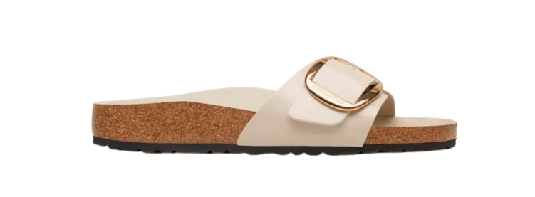 Birkenstock Madrid Big Buckle | Oyster Hex Patent Natural Leather (Narrow Fit)