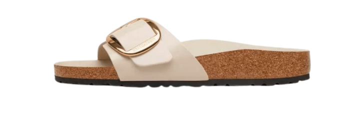 Birkenstock Madrid Big Buckle | Oyster Hex Patent Natural Leather (Narrow Fit)