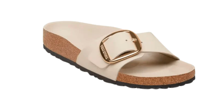Birkenstock Madrid Big Buckle | Oyster Hex Patent Natural Leather (Narrow Fit)