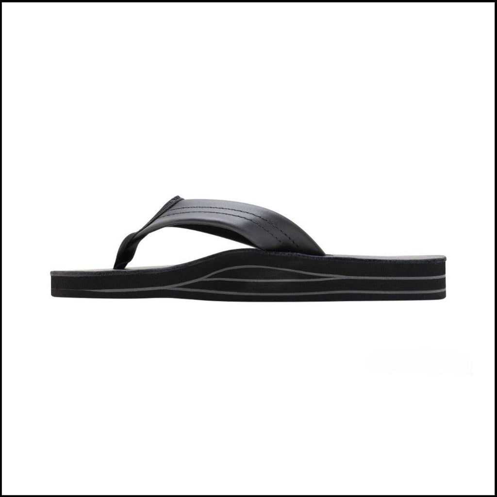 Rainbow Sandal Women's Wide Strap Double Layer Sandal - Black Classic Leather
