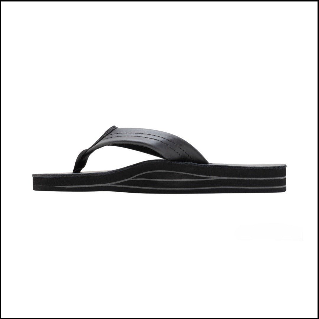 Rainbow Sandal Women's Wide Strap Double Layer Sandal - Black Classic Leather