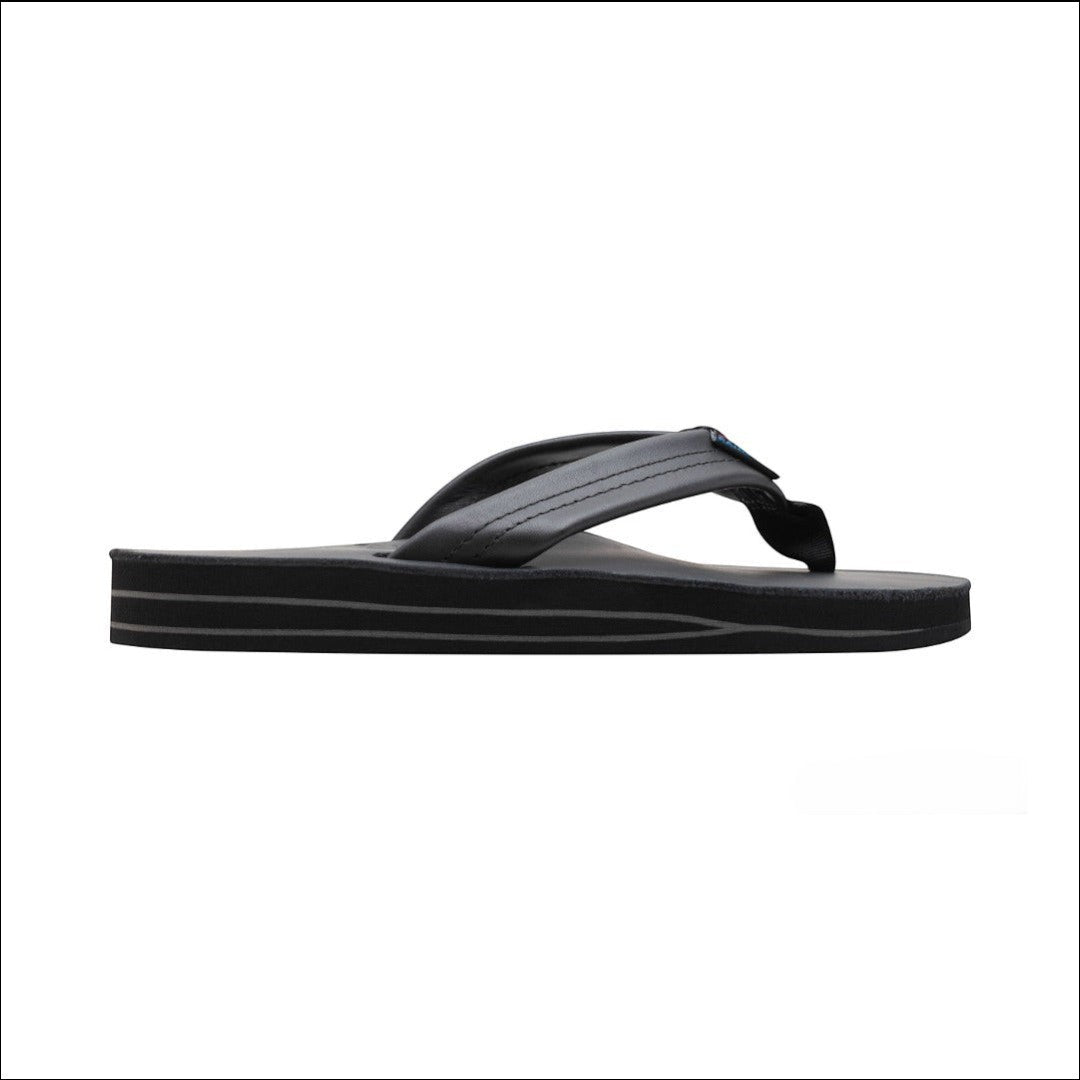 Rainbow Sandal Women's Wide Strap Double Layer Sandal - Black Classic Leather