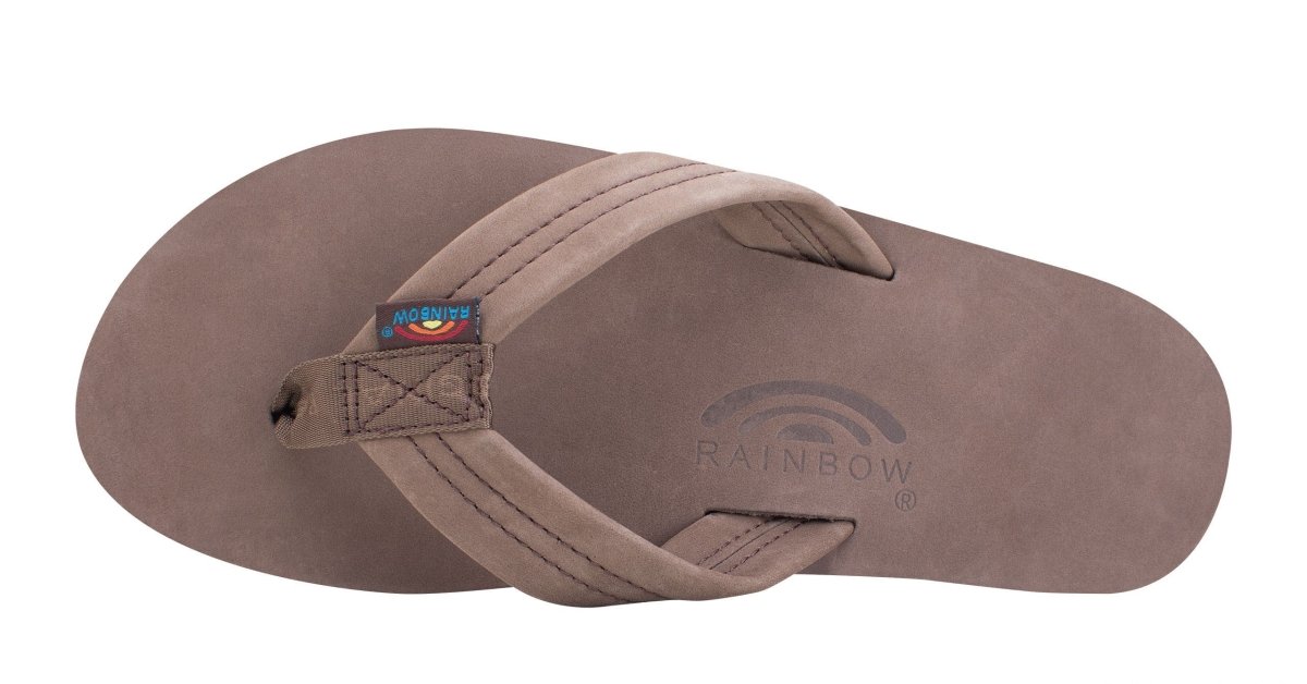 Rainbow Sandals Men's Leather Double Layer Wide Strap Leather Flip Flop - Expresso Brown
