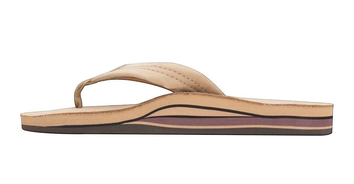 Rainbow Sandals Men's Leather Double Layer Wide Strap Leather Flip Flop - Sierra Brown