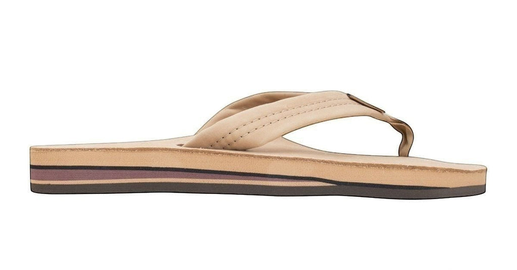 Rainbow Sandals Men's Leather Double Layer Wide Strap Leather Flip Flop - Sierra Brown