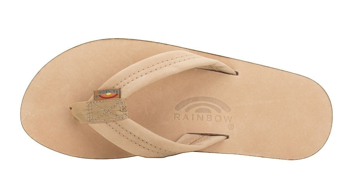 Rainbow Sandals Men's Leather Double Layer Wide Strap Leather Flip Flop - Sierra Brown