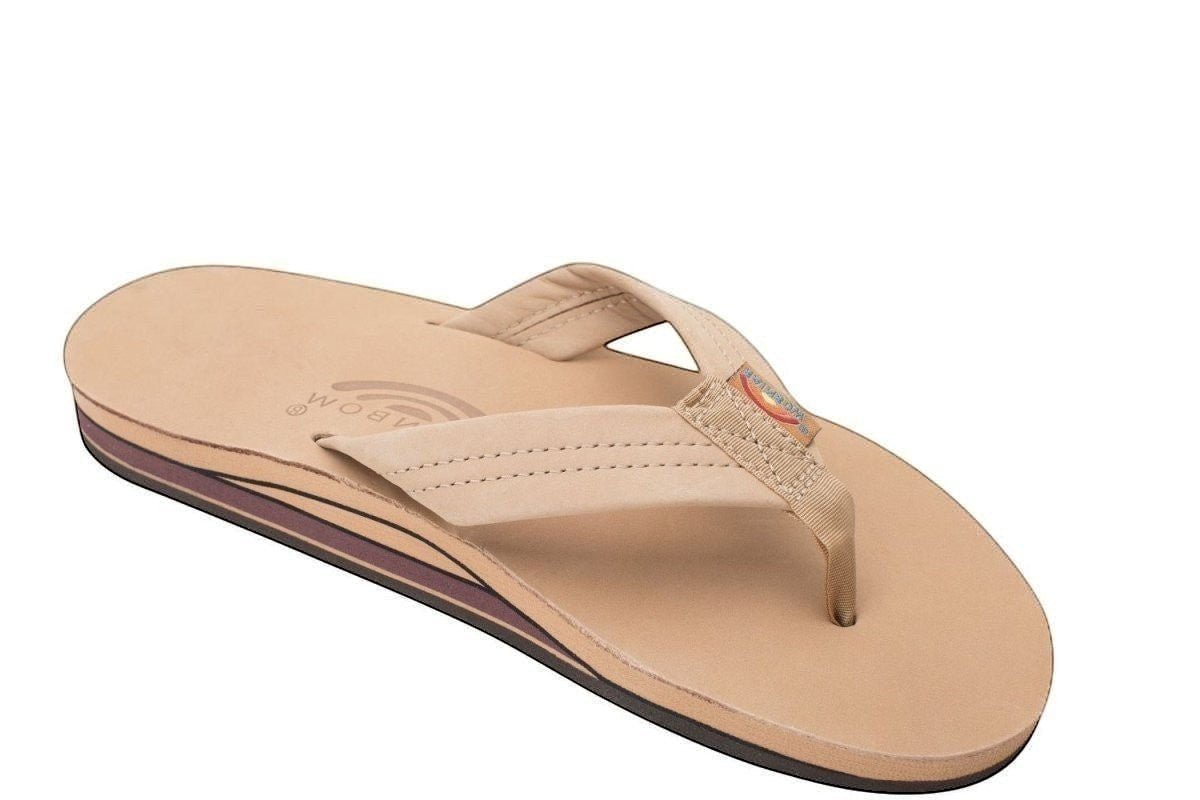 Rainbow Sandals Men's Leather Double Layer Wide Strap Leather Flip Flop - Sierra Brown
