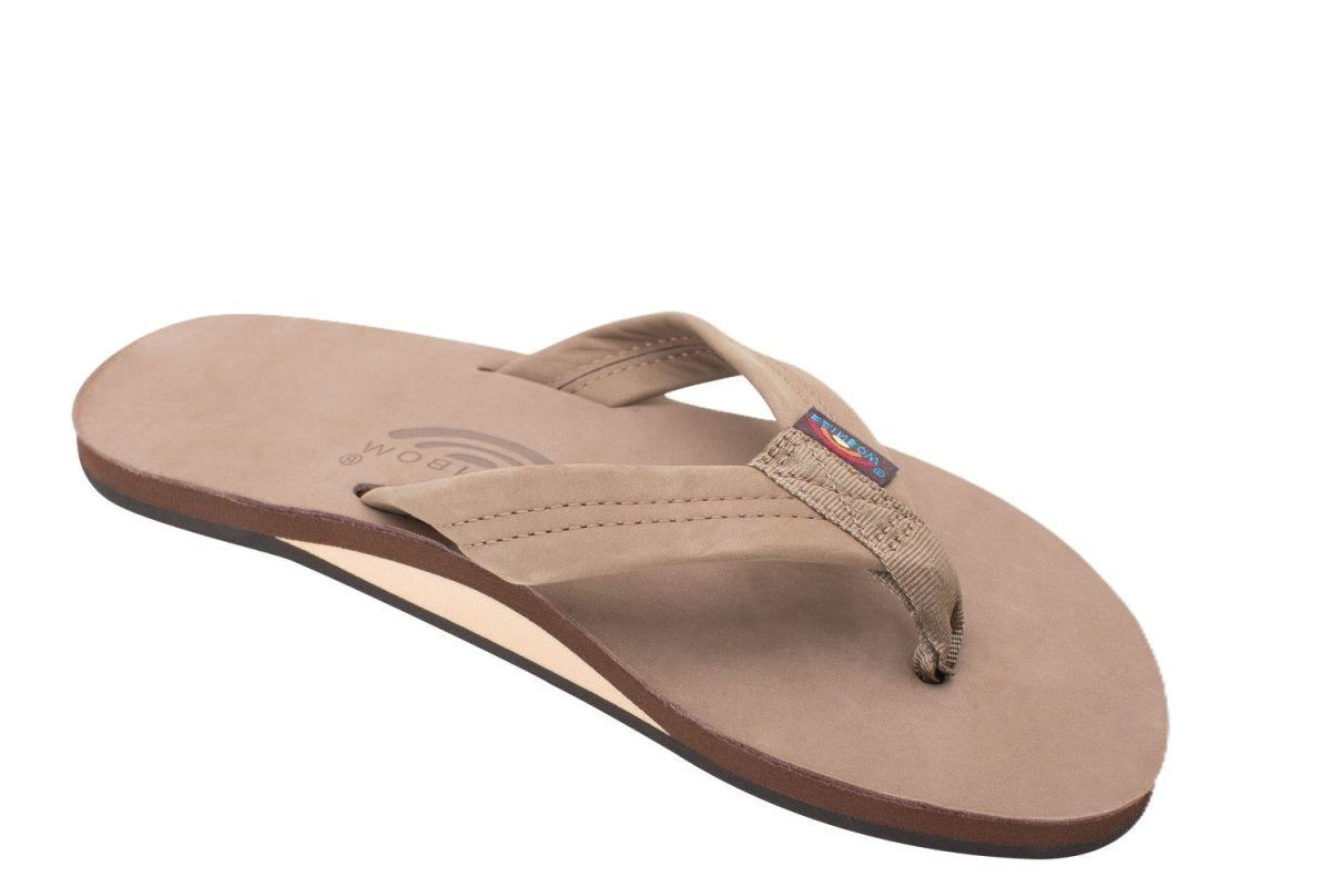 Rainbow Sandals Men's Single Layer Wide Strap Premier Leather - Dark Brown