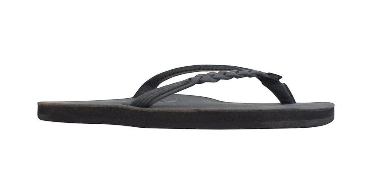 Rainbow Sandals Women's Flirty Braidy Single Layer Arch Support Leather Flip Flop -  Premier Black