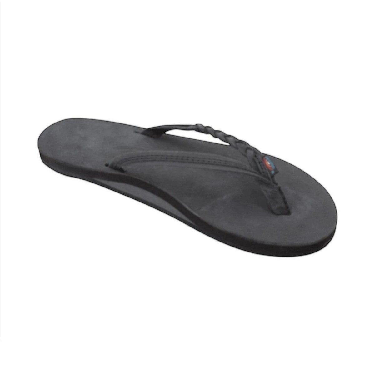 Rainbow Sandals Women's Flirty Braidy Single Layer Arch Support Leather Flip Flop -  Premier Black