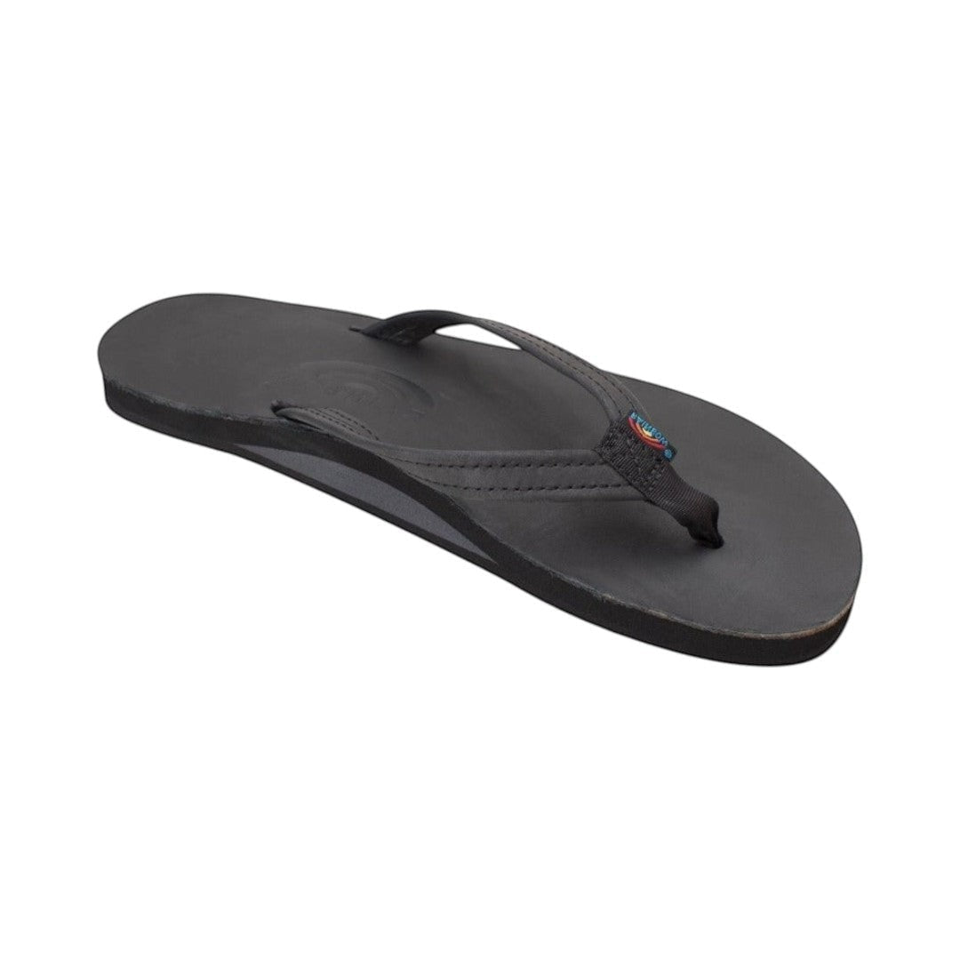 Rainbow Women's Sandal Narrow Strap Single Layers Black Classic Leather