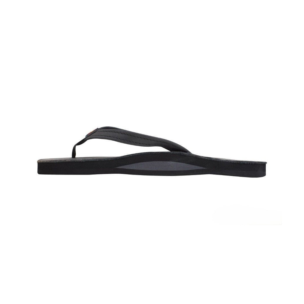 Rainbow Women's Sandal Narrow Strap Single Layers Black Classic Leather