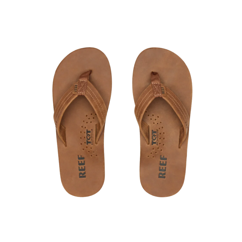 REEF Men’s Draftsmen Leather Flip-Flops – Bronze Brown