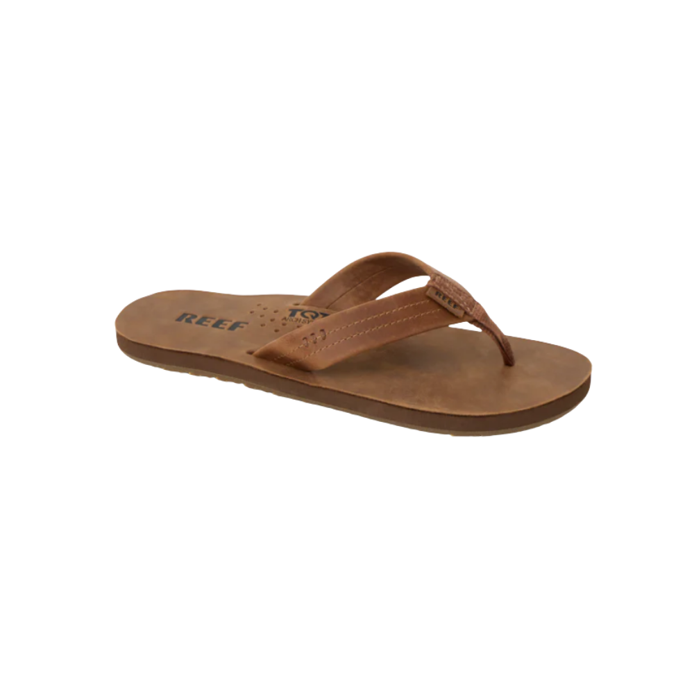 REEF Men’s Draftsmen Leather Flip-Flops – Bronze Brown