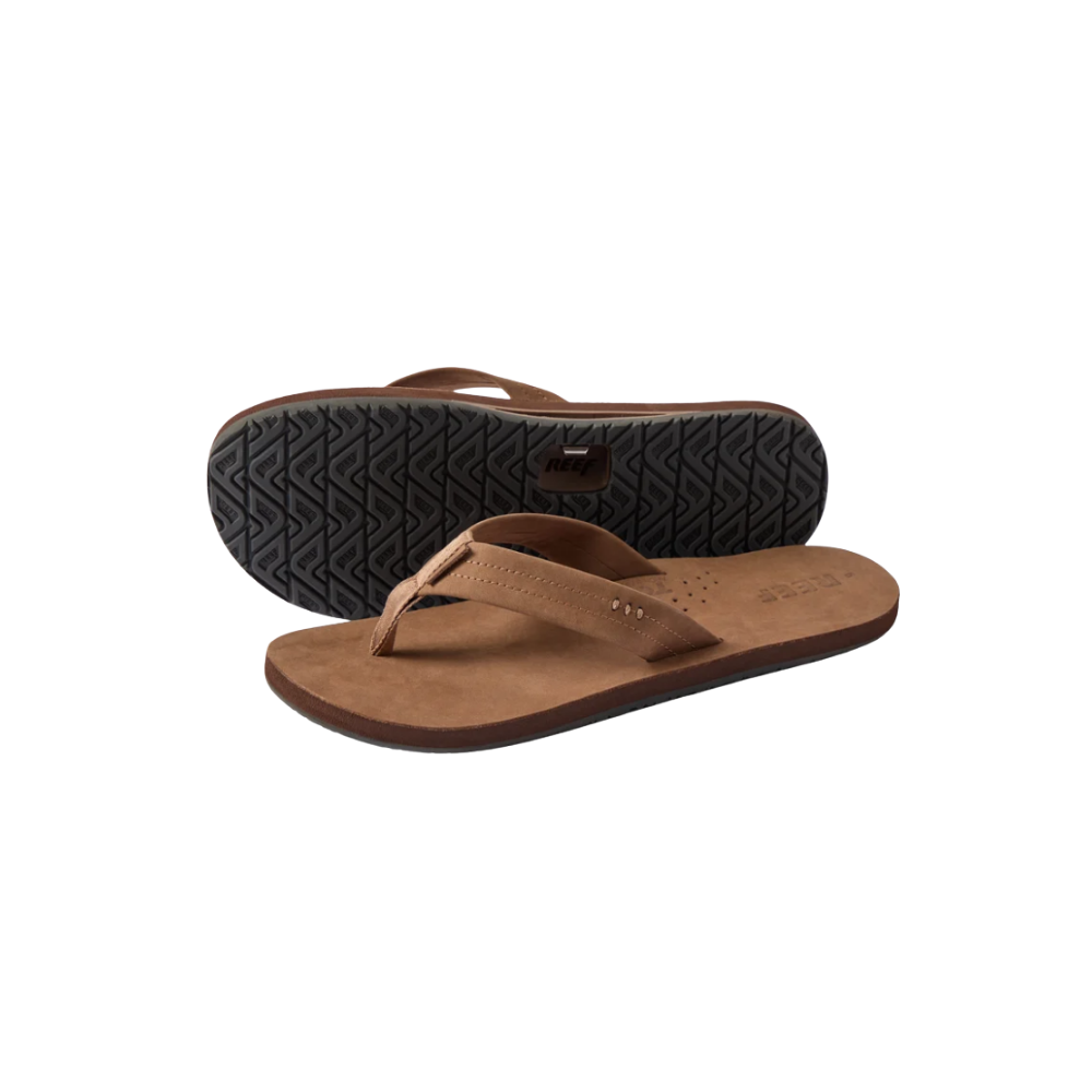 REEF Men’s Draftsmen Full Grain Leather Flip-Flops – Classic Brown
