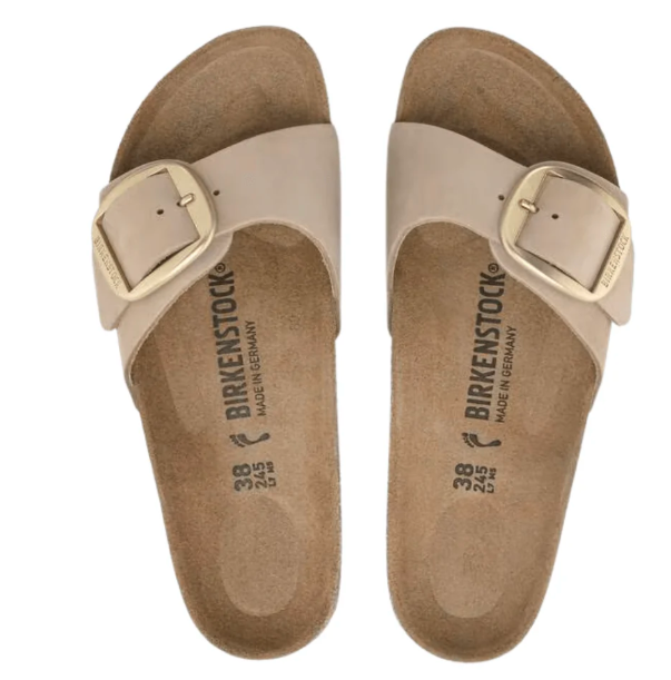 Birkenstock Madrid Big Buckle Sandals – Sandcastle Nubuck Leather (Narrow Fit)