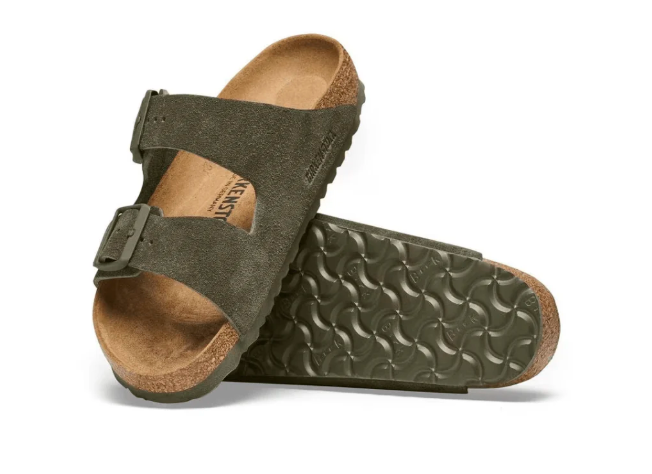 Birkenstock Arizona Suede Unisex Leather Sandal - Narrow Fit Thyme 1025720