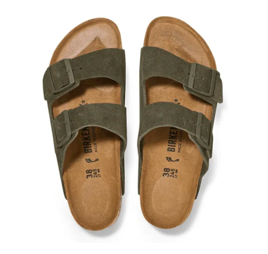 Birkenstock Arizona Suede Unisex Leather Sandal - Narrow Fit Thyme 1025720