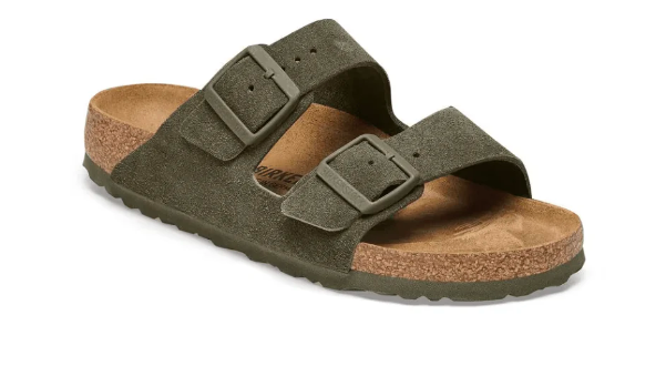 Birkenstock Arizona Suede Unisex Leather Sandal - Narrow Fit Thyme 1025720