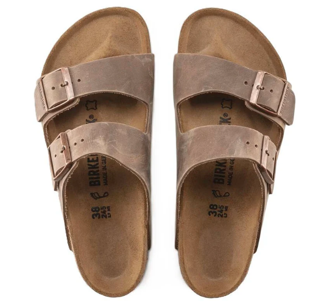 Birkenstock Unisex Arizona Oiled Leather Tabacco Brown Sandal Hard Footbed