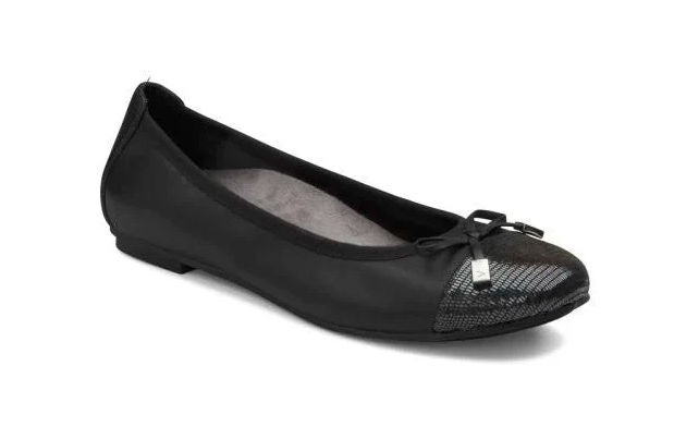 Vionic Women's Spark Minna Ballet Ladies Cap Toe Walking Flats with Concealed Contoured Arch Support