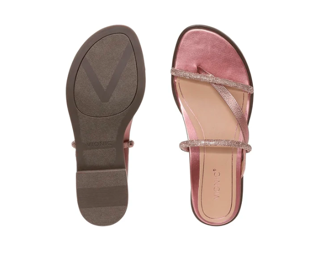 Vionic Women's Citrine Prism Supportive Strappy Sandal - Met Rose Gold