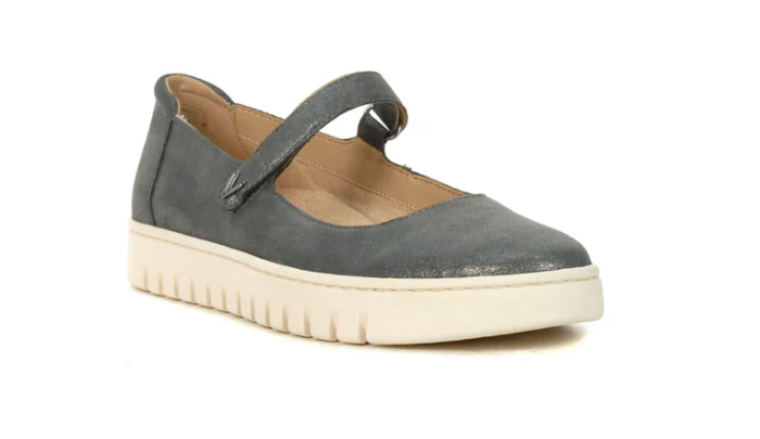 Vionic Women's Uptown Mary Jane Silver Suede Flat