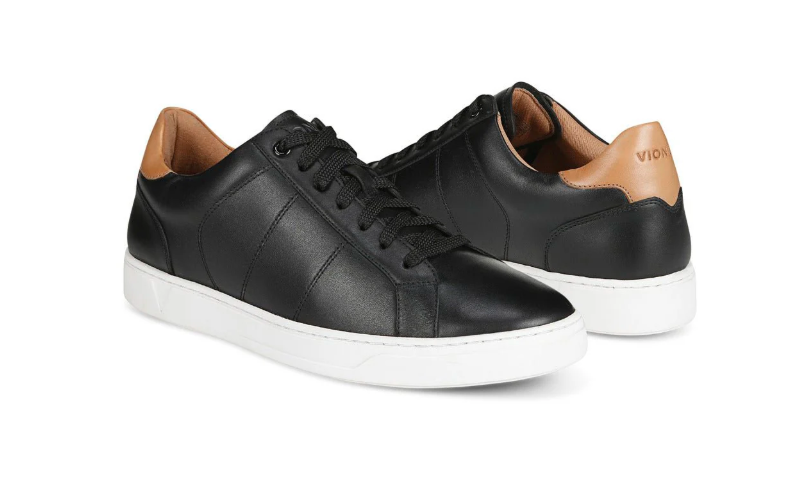 Vionic Men’s Lucas II Lace-Up Casual Leather Sneaker - Black Tan