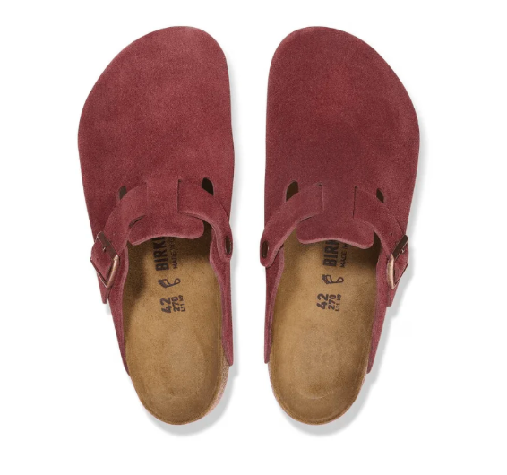 Birkenstock Boston Soft Footbed Unisex Suede Leather Clog Sandals – Zinfandel