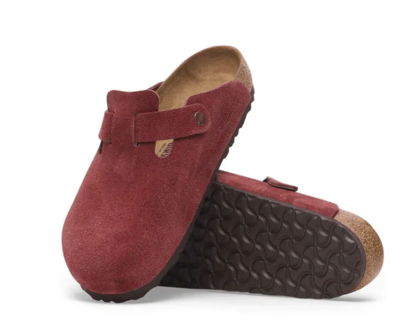 Birkenstock Boston Soft Footbed Unisex Suede Leather Clog Sandals – Zinfandel